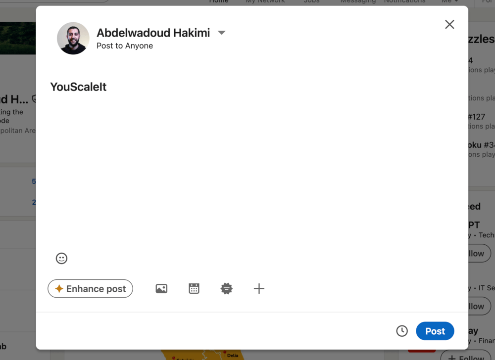 Example of a correctly mentioned person on LinkedIn showing bold text